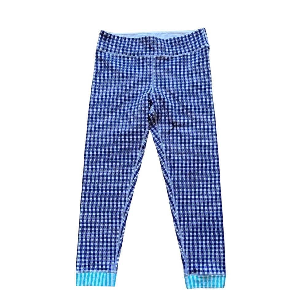 Anthropologie The Upside Blue Masilda Gingham Leggings NEW - Picture 2 of 8
